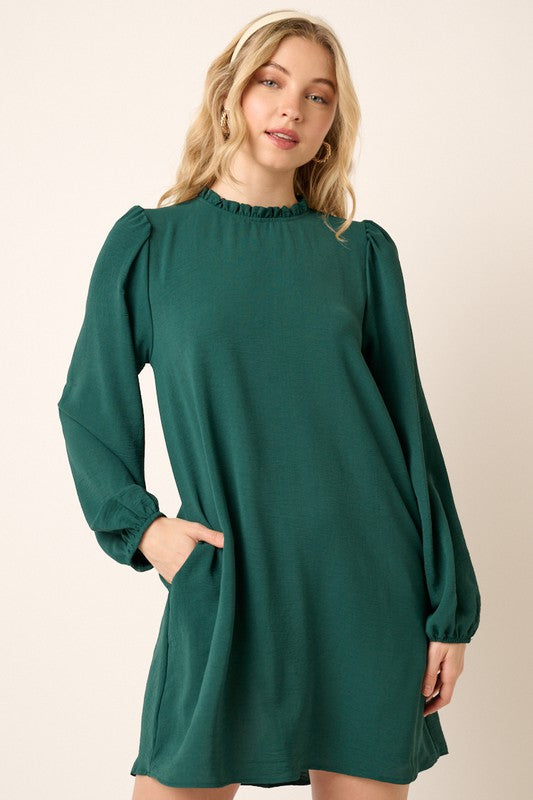 LS Airflow Ruffle Neck Dress