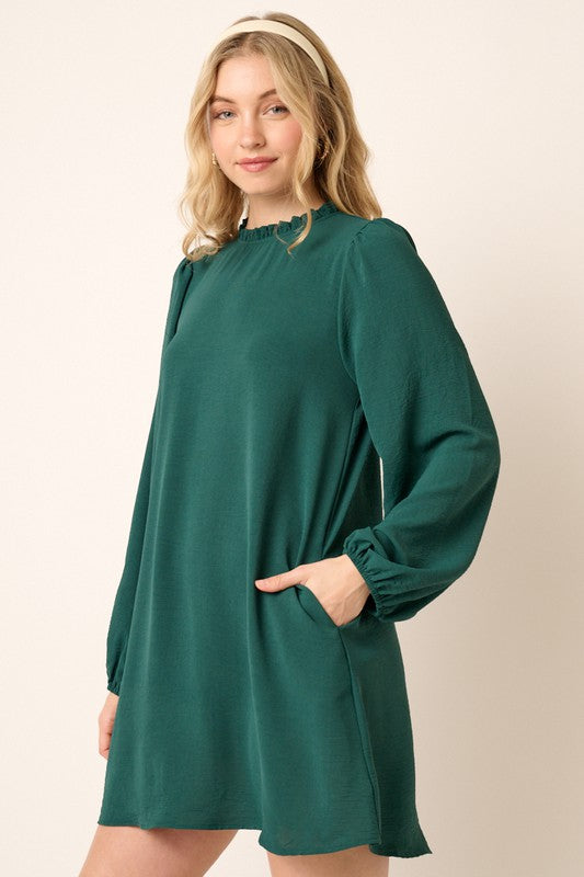 LS Airflow Ruffle Neck Dress