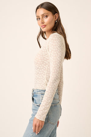 LS Boat Neck Lace Top