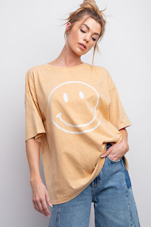 Mineral Wash Smiley Face Tee