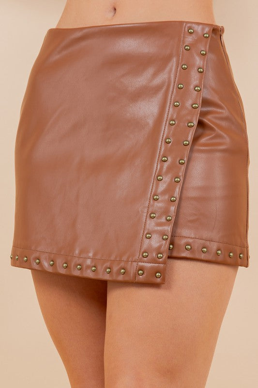 Studded Leather Skrt