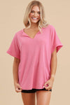 Loose Ribbed Notch Neck Top