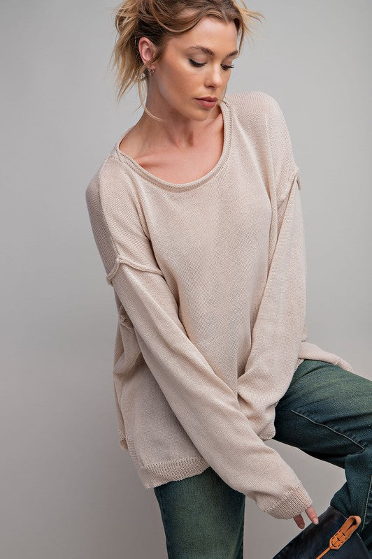 Loose Solid Sweater Top