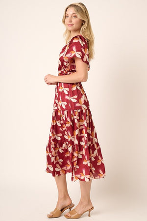 Floral Flutter Sleeve Midi Dress