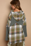 Flannel Sweater Mix Hoodie Top