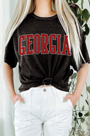 Georgia Cropped Puff Print Mineral Wash Graphic Tee