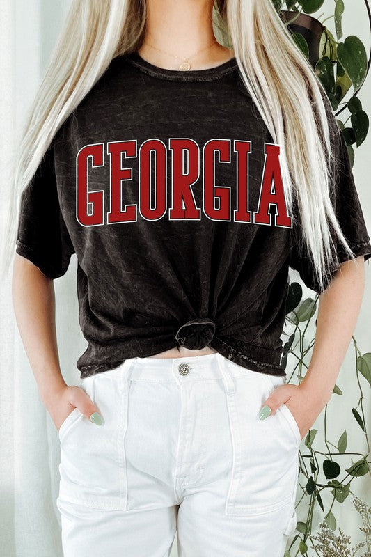 Georgia Cropped Puff Print Mineral Wash Graphic Tee