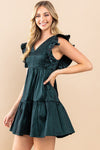 Pleated Ruffle Sleeve Dress