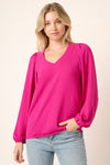 Pleat Shoulder LS Airflow Top