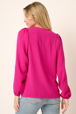 Pleat Shoulder LS Airflow Top