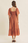 Ruched Bust New Babydoll Midi Dress