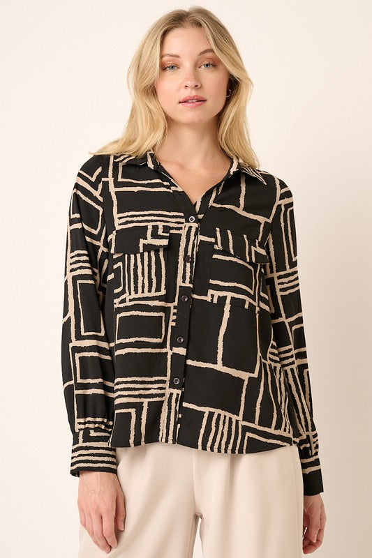 Abstract Print LS Button Top