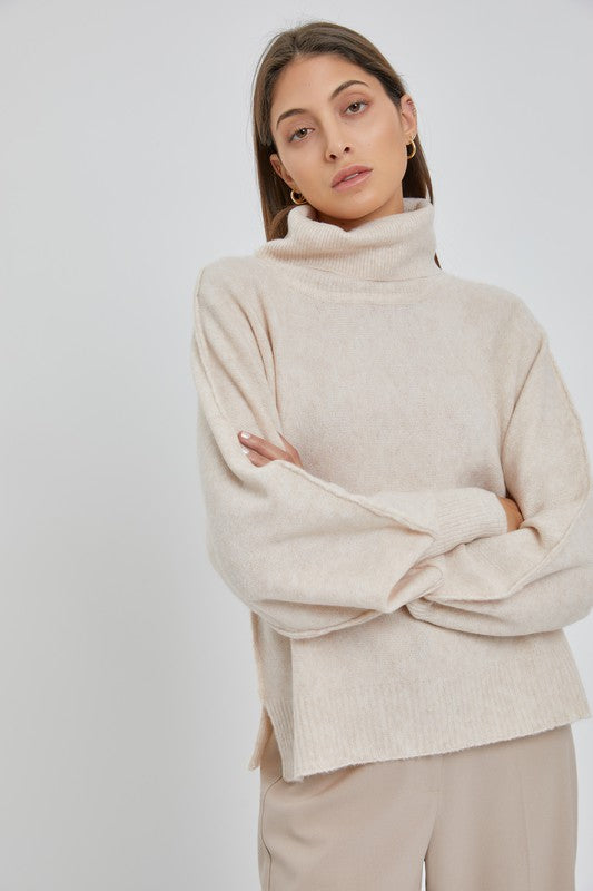 Slouchy Bell Band Sleeve Sweater Top