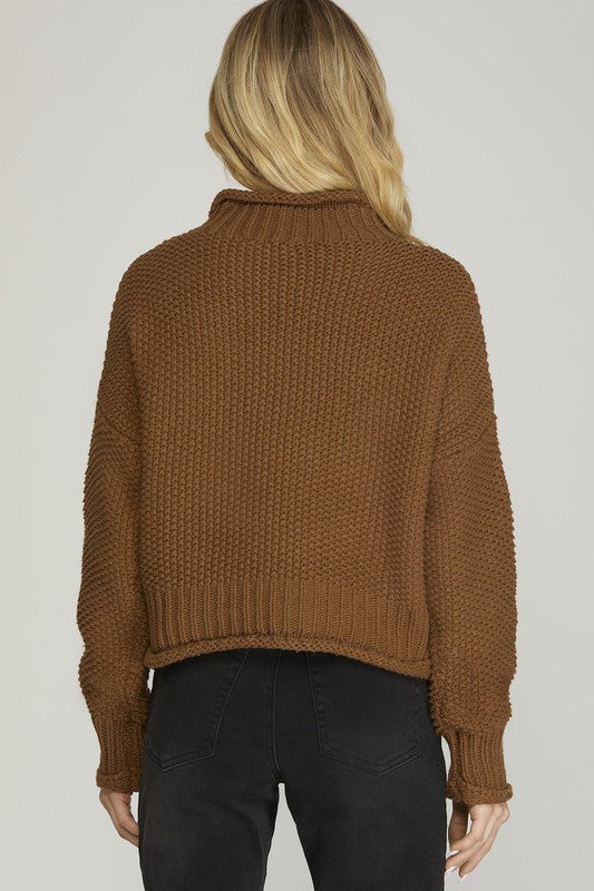 Roll Collar Sweater Top