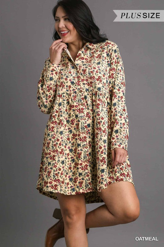 Plus Floral Corduroy Dress