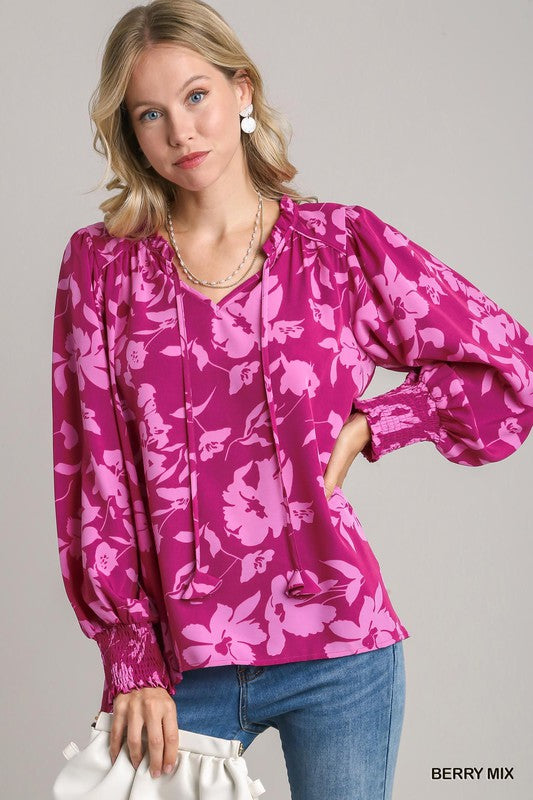Tie Neck Print Top