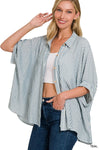Stripe SS Dolman Button Top