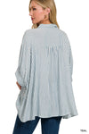 Stripe SS Dolman Button Top