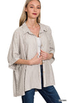 Stripe SS Dolman Button Top