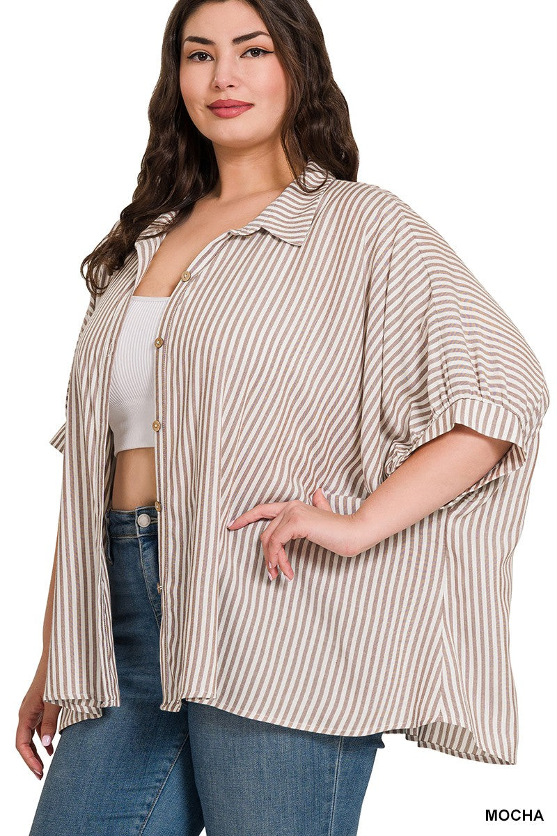 Plus Stripe SS Dolman Top