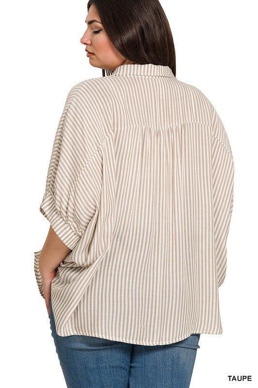 Plus Stripe SS Dolman Top