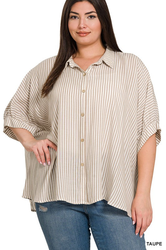 Plus Stripe SS Dolman Top