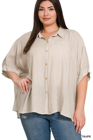 Plus Stripe SS Dolman Top