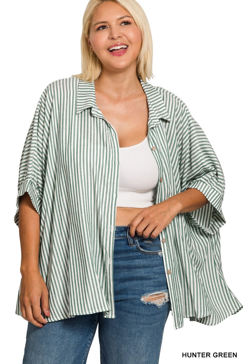 Plus Stripe SS Dolman Top