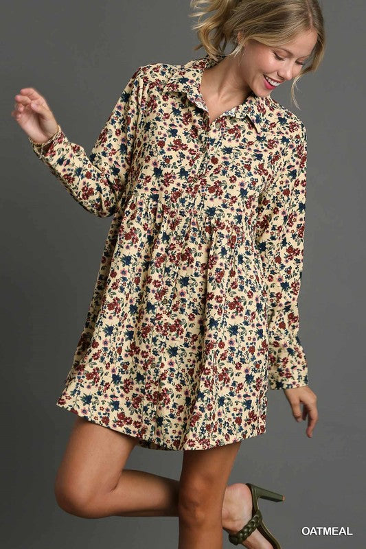 Floral Corduroy Dress