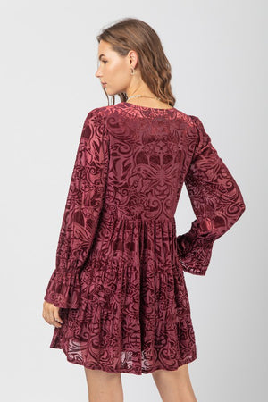 Velvet Jacquard Babydoll Dress