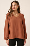 Pleat Shoulder LS Airflow Top