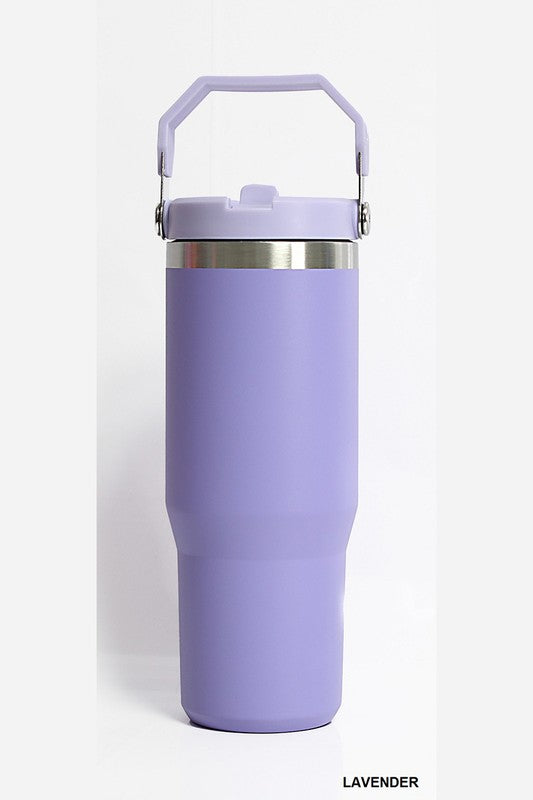 Stainless Steel Flip Straw Tumbler 30oz