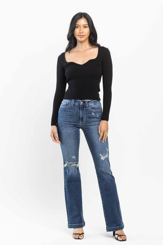 Mid Rise Destroy Bootcut Jeans