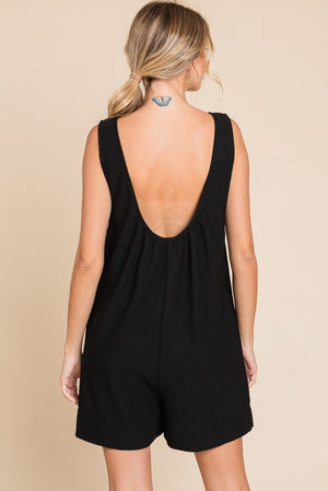 U-Back Sleeveless Overalls Romper