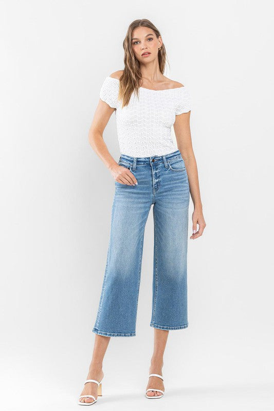 Beckoned HR Crop Wide Leg Jeans