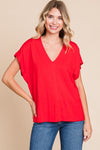 Solid V Dolman Top