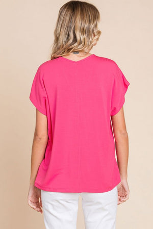 Solid V Dolman Top