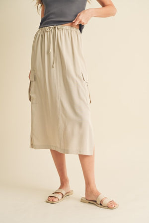 Cargo Midi Skirt with Side Slits