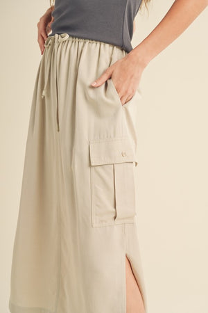 Cargo Midi Skirt with Side Slits