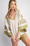 Embroidered Gauze Babydoll Top
