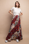 Mixed Print Maxi Skirt
