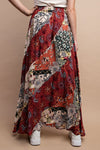 Mixed Print Maxi Skirt