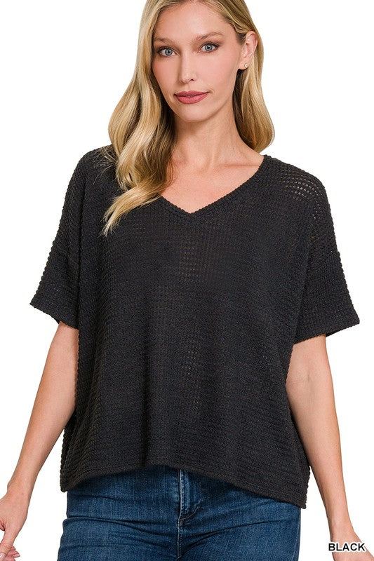 Drop Shoulder SS Textured Top