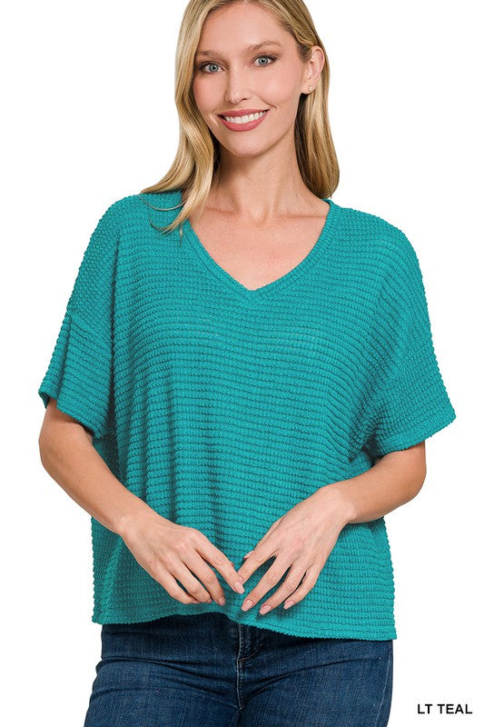 Drop Shoulder SS Textured Top