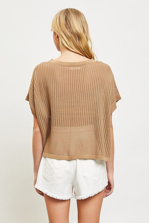 Hollow Knit SS Sweater Top