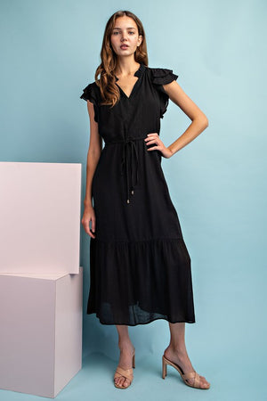 Cinch Waist VNeck Maxi Dress