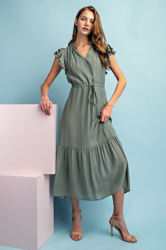 Cinch Waist VNeck Maxi Dress Cinch Waist VNeck Maxi Dress