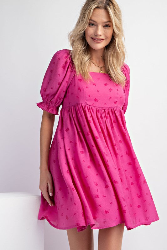 Rose Pattern Babydoll Dress