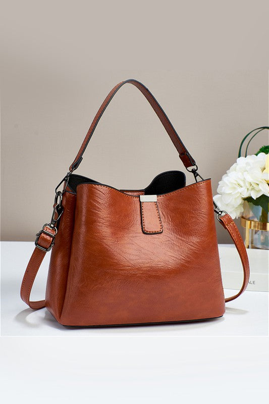 Vegan Leather Bucket Shoulder Purse