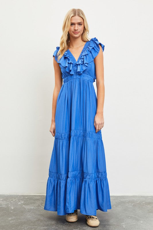 V-Neck Ruffle Tiered Maxi Dress